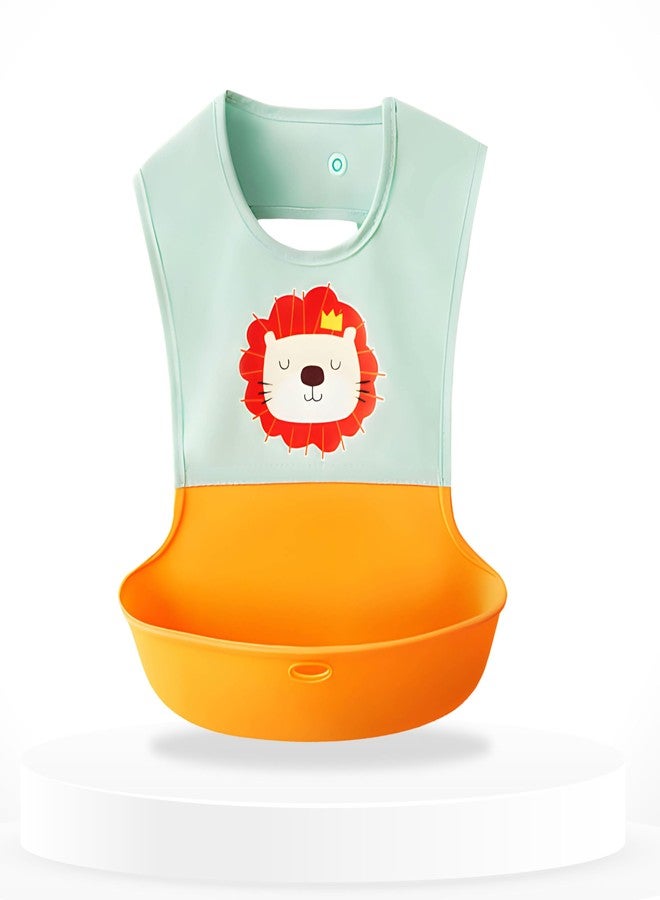 BEMBIKA Baby Feeding Essential Baby Feeding Bib Silicone Tableware Waterproof, Washable Lightweight And Ideal For Feeding Baby & Toddlers-(Lion Orange) - Image 1