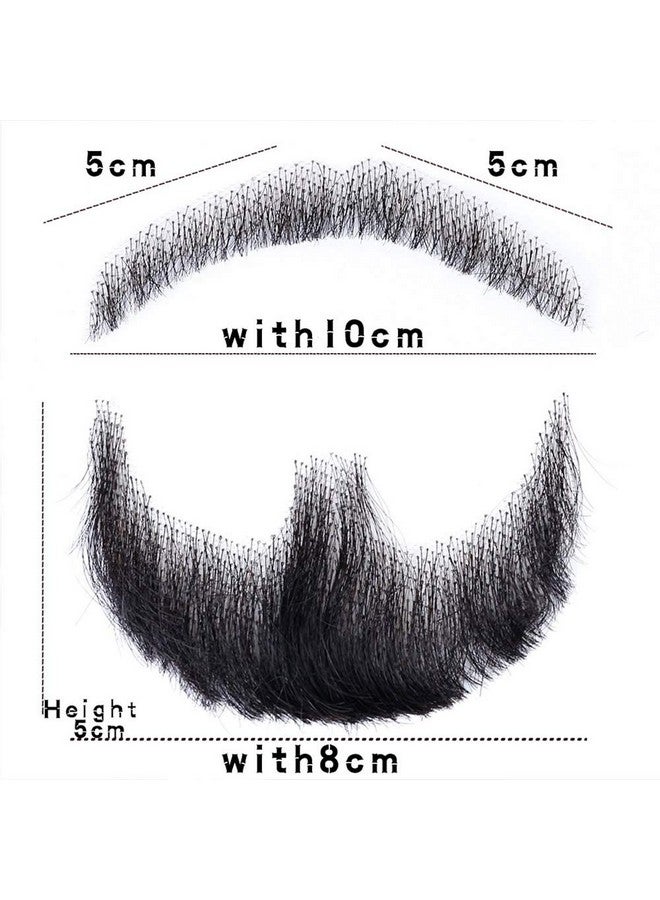 CliCling Human Hair Fake Face Beard and Mustache Black Costume Beard for Adults Men Realistic Makeup Lace Invisible False Beards - Image 4