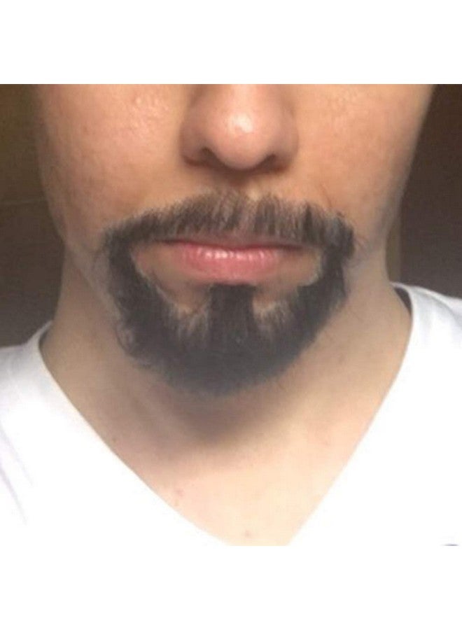 CliCling Human Hair Fake Face Beard and Mustache Black Costume Beard for Adults Men Realistic Makeup Lace Invisible False Beards - Image 2