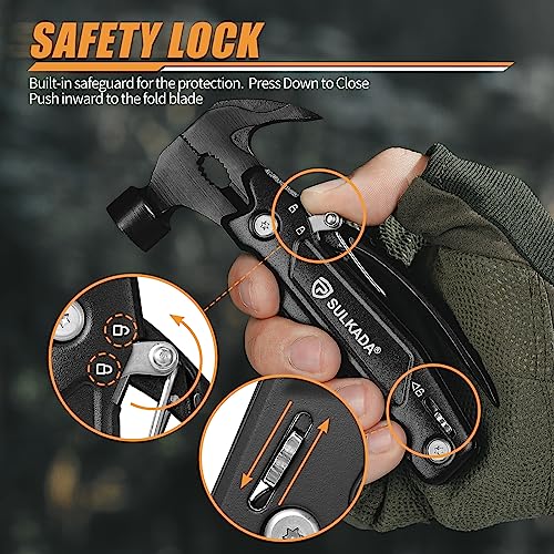 SULKADA Gifts for men,Multitool Hammer 15 in 1 Camping Accessories Survival Gear,Valentines gifts Unique Brithday Gift Ideas - Image 4