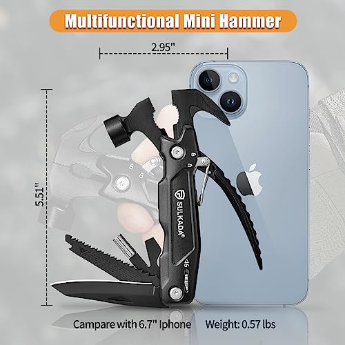 SULKADA Gifts for men,Multitool Hammer 15 in 1 Camping Accessories Survival Gear,Valentines gifts Unique Brithday Gift Ideas - Image 3