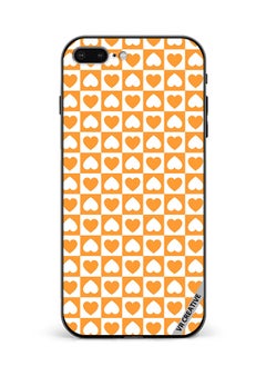 VR CREATIVE Protective Case Cover For Apple iPhone 7 Plus/8 Plus Seamless Pattern With White And Orange Checkerboard And Hearts Design Multicolour  - Image 1