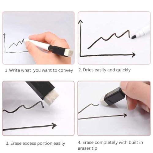 Natkam Whiteboard Marker With Eraser Cap | Refillable Black Color Marker Pens | Easily Erasable Ink | Perfect For Writing on White Board Premium Writing Supplies (Pack of 10) (Black Ink) - Image 5