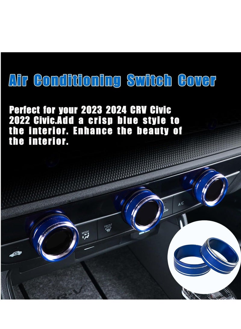 9PCS Air Conditioning Knob Cover Compatible with 2023 2024 Honda CRV 11th Gen Civic 2022-2024 Aluminum Control Console Engine Start/Stop Push Button Ring Vent AC Volume Accessories - Image 4