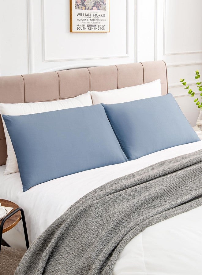 Warmstar Cotton Pillow Cases Standard Size Set of 2, 600 Thread Count Pillowcases 20x26 Inches, Soft Long Staple Cotton Pillowcases Breathable with Envelope Closure,Denim Blue - Image 2