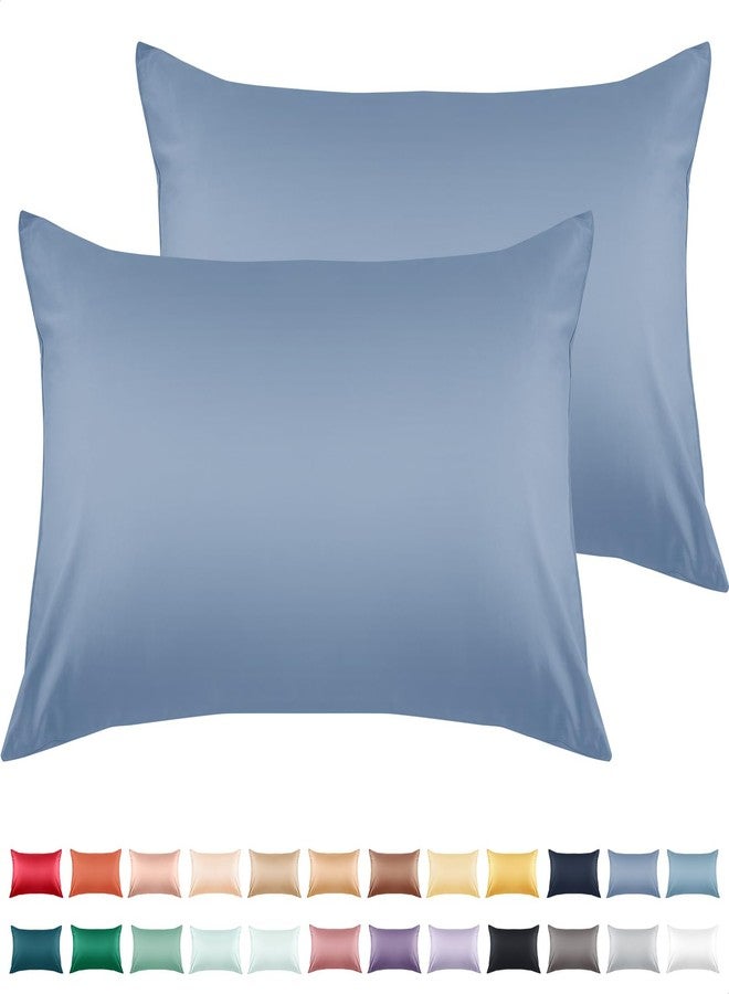 Warmstar Cotton Pillow Cases Standard Size Set of 2, 600 Thread Count Pillowcases 20x26 Inches, Soft Long Staple Cotton Pillowcases Breathable with Envelope Closure,Denim Blue - Image 1
