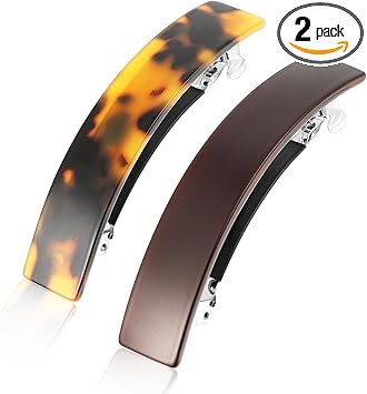 YQQYG 2 PCS Tortoise Shell Hair Clip French Barrette Head Clip Classic Tortoise Hair Barrettes for Women Metal Hairs Clasp Strong Hold Grip Hairclips for Girl Accessories - Image 1