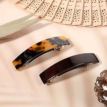 YQQYG 2 PCS Tortoise Shell Hair Clip French Barrette Head Clip Classic Tortoise Hair Barrettes for Women Metal Hairs Clasp Strong Hold Grip Hairclips for Girl Accessories - Image 3