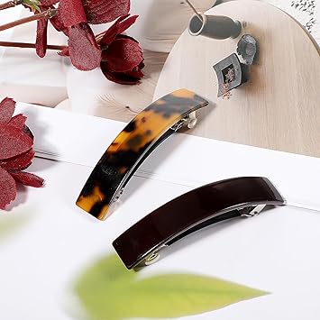 YQQYG 2 PCS Tortoise Shell Hair Clip French Barrette Head Clip Classic Tortoise Hair Barrettes for Women Metal Hairs Clasp Strong Hold Grip Hairclips for Girl Accessories - Image 5