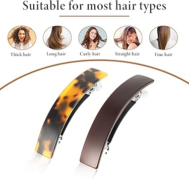 YQQYG 2 PCS Tortoise Shell Hair Clip French Barrette Head Clip Classic Tortoise Hair Barrettes for Women Metal Hairs Clasp Strong Hold Grip Hairclips for Girl Accessories - Image 4