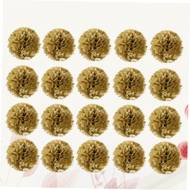Gold Tissue Paper Pom Poms Kit 20pcs Wedding Party Wall Hanging Decorations - Image 5