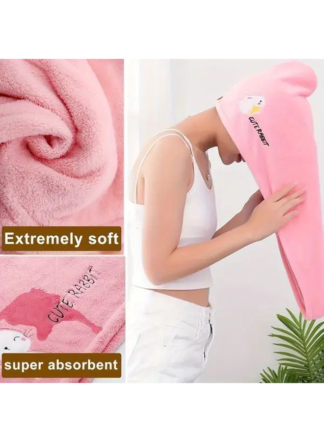Cute Pig Blue Absorbent Quick Dry Hair Towel With Button Closure Cartoon Design Pastel Colors Travel Gift - Image 2