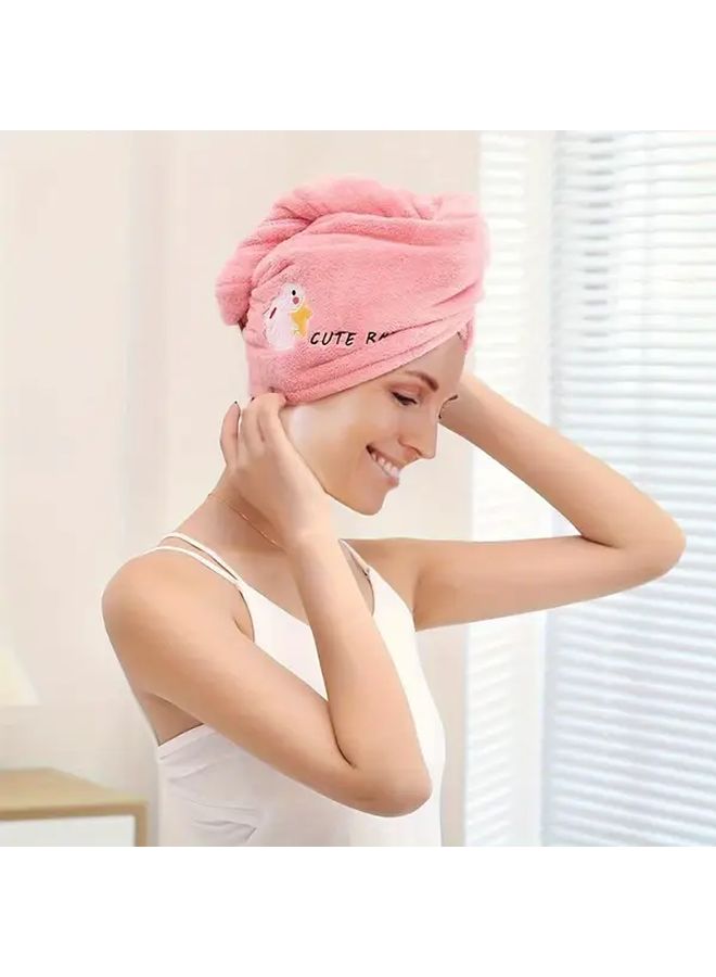 Cute Pig Blue Absorbent Quick Dry Hair Towel With Button Closure Cartoon Design Pastel Colors Travel Gift - Image 4