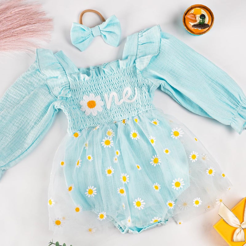 HONGTEYA Baby Girl 1st Birthday Outfit First Birthday Gifts Long Sleeve Tulle Dress One Year Old Bodysuit Clothes - Image 3