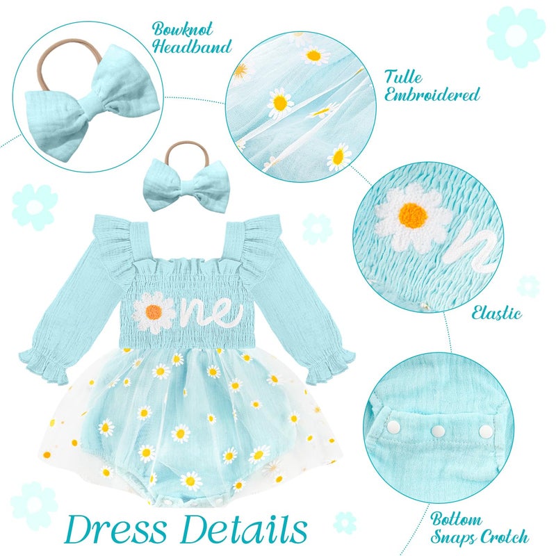 HONGTEYA Baby Girl 1st Birthday Outfit First Birthday Gifts Long Sleeve Tulle Dress One Year Old Bodysuit Clothes - Image 5