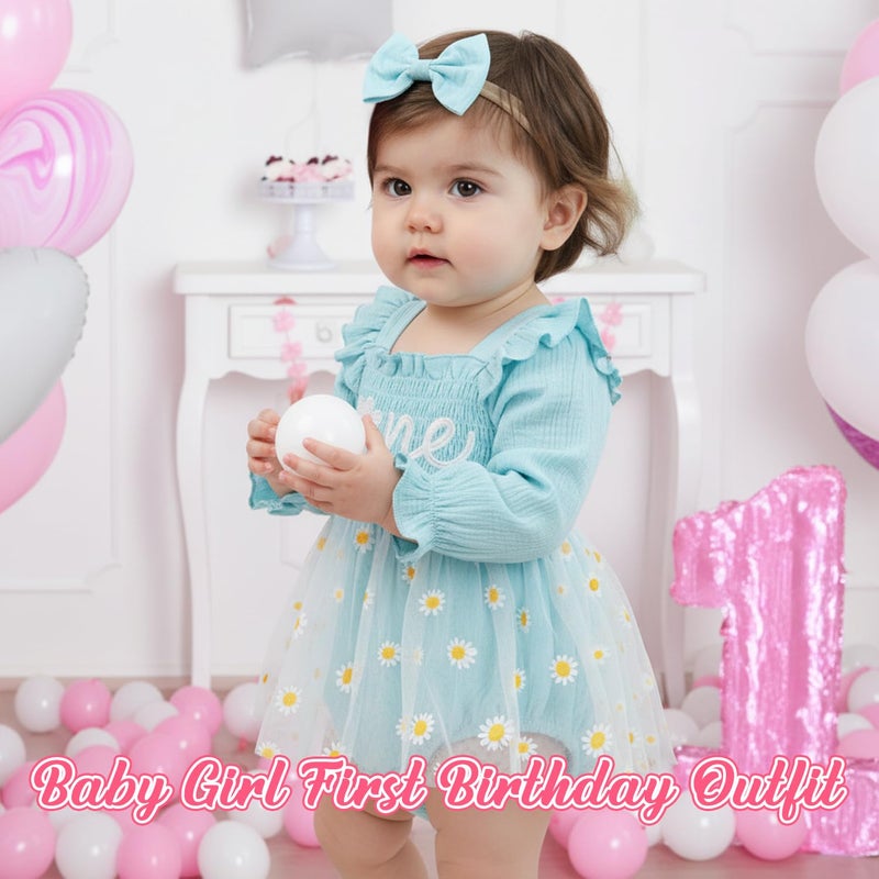 HONGTEYA Baby Girl 1st Birthday Outfit First Birthday Gifts Long Sleeve Tulle Dress One Year Old Bodysuit Clothes - Image 4