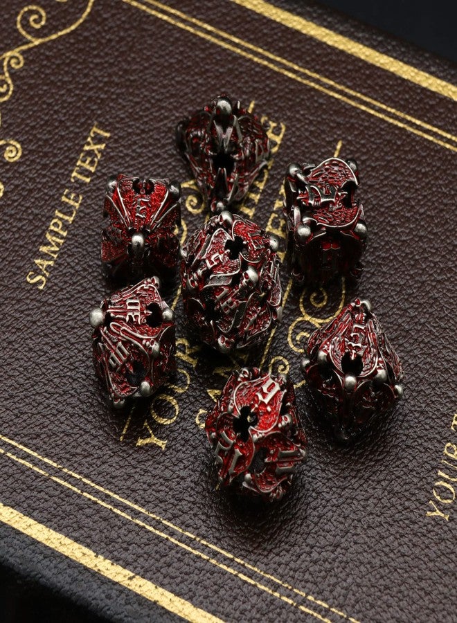 HNCCESG مجموعة نرد HNCCESG DND، مجموعة نرد معدنية D&D Dungeons and Dragons، مجموعة نرد مجوفة متعددة الأوجه، نرد لعب الأدوار، نرد D&D لألعاب الطاولة RPG (دم الملاك) - Image 3