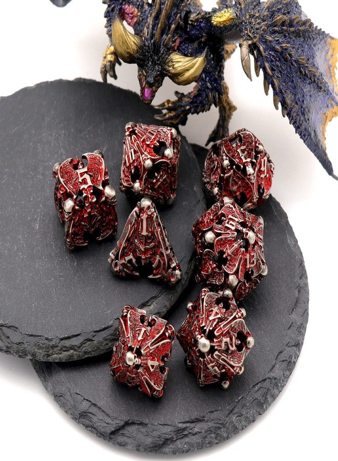 HNCCESG مجموعة نرد HNCCESG DND، مجموعة نرد معدنية D&D Dungeons and Dragons، مجموعة نرد مجوفة متعددة الأوجه، نرد لعب الأدوار، نرد D&D لألعاب الطاولة RPG (دم الملاك) - Image 4