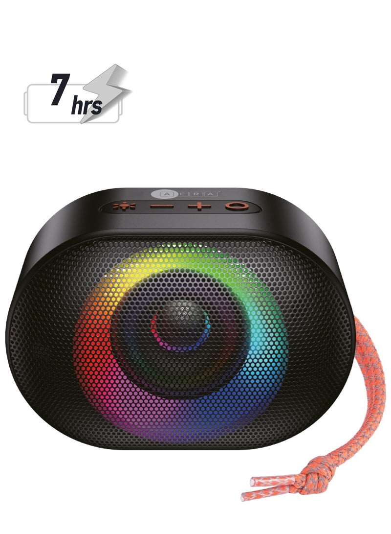 AFRA Bluetooth Speaker, 5 Watts, Black, Plastic Body, Ultra Bass, 7 Hour Playtime, Dynamic RGB Lighting, AF-0005BSBK, 2 Years Warranty  - Image 1