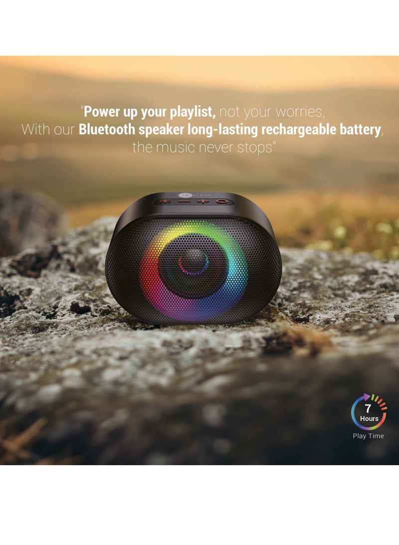 AFRA Bluetooth Speaker, 5 Watts, Black, Plastic Body, Ultra Bass, 7 Hour Playtime, Dynamic RGB Lighting, AF-0005BSBK, 2 Years Warranty  - Image 4