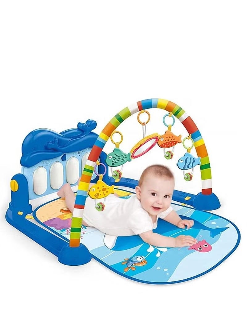 Baby Play Mat Gym&Fitness Rack With Hanging Rattles Lights&Musical Keyboard Mat Piano Toys For Babies From 3 Months , Valuable Gift For Baby - Image 1