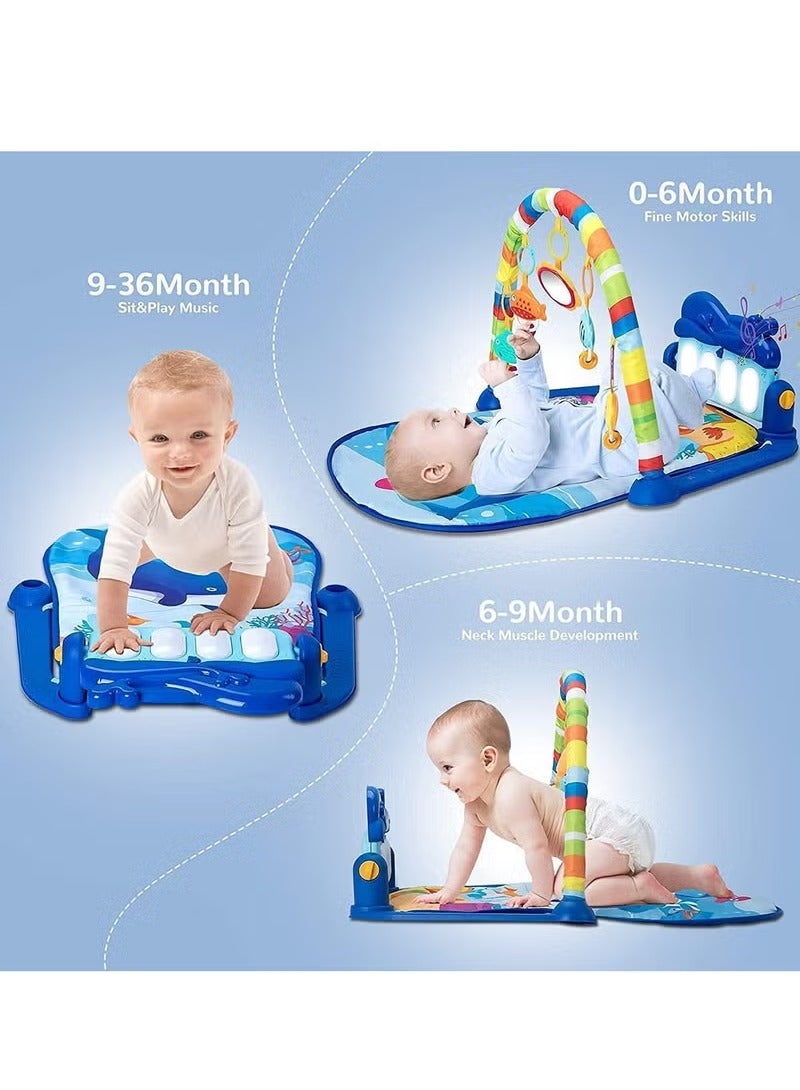 Baby Play Mat Gym&Fitness Rack With Hanging Rattles Lights&Musical Keyboard Mat Piano Toys For Babies From 3 Months , Valuable Gift For Baby - Image 2