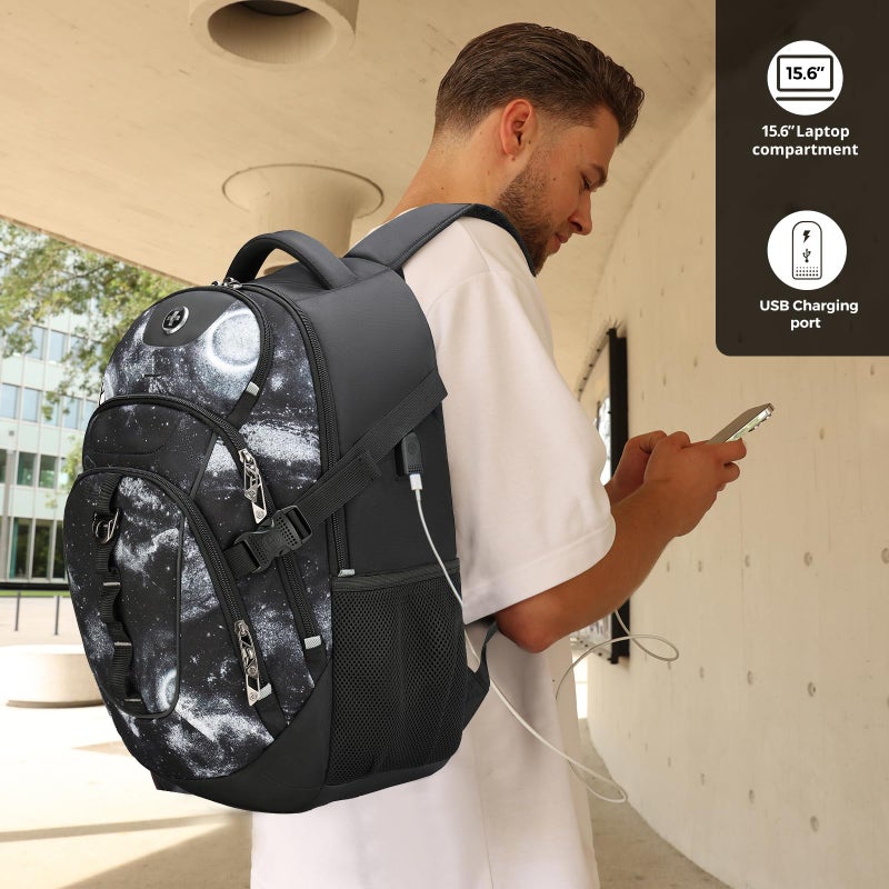 Swissdigital Laptop Backpack with USB Charging Port, Travel Backpack Fits 15.6 inches Computer, 31L Backpack for Men, Starry Sky | SD803-98 - Image 2