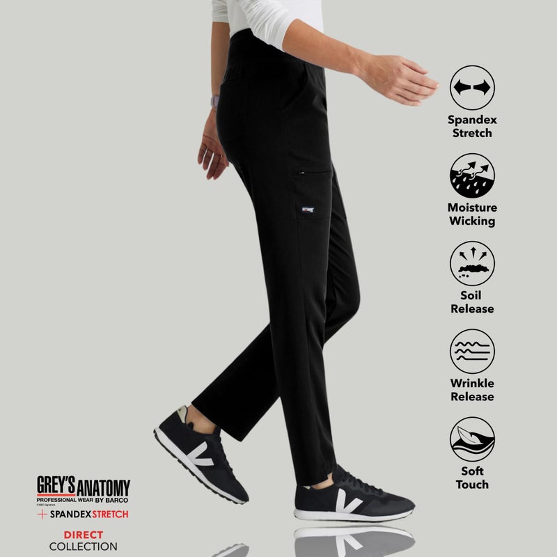 BARCO Greyâ€™s Anatomy Spandex Stretch Direct Relay Scrub Pant for Women â€“ Black, 5-Pocket Mid-Rise Scrub Pants w/Spandex Stretch, Wrinkle Release & Soil Release Fabric â€“ Small, Regular Fit - Image 5