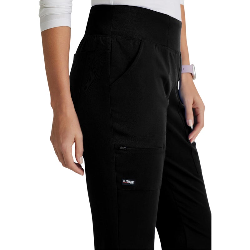 BARCO Greyâ€™s Anatomy Spandex Stretch Direct Relay Scrub Pant for Women â€“ Black, 5-Pocket Mid-Rise Scrub Pants w/Spandex Stretch, Wrinkle Release & Soil Release Fabric â€“ Small, Regular Fit - Image 2
