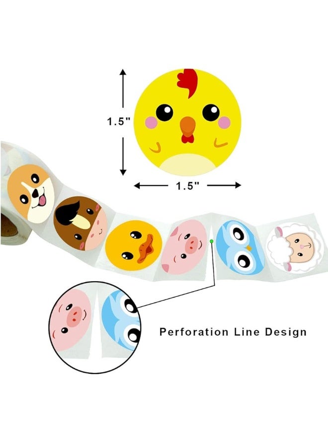 Fancy Land Face Farm Animal Sticker Barnyard Perforated 200Pcs Per Roll for Kids Party Favor - Image 1