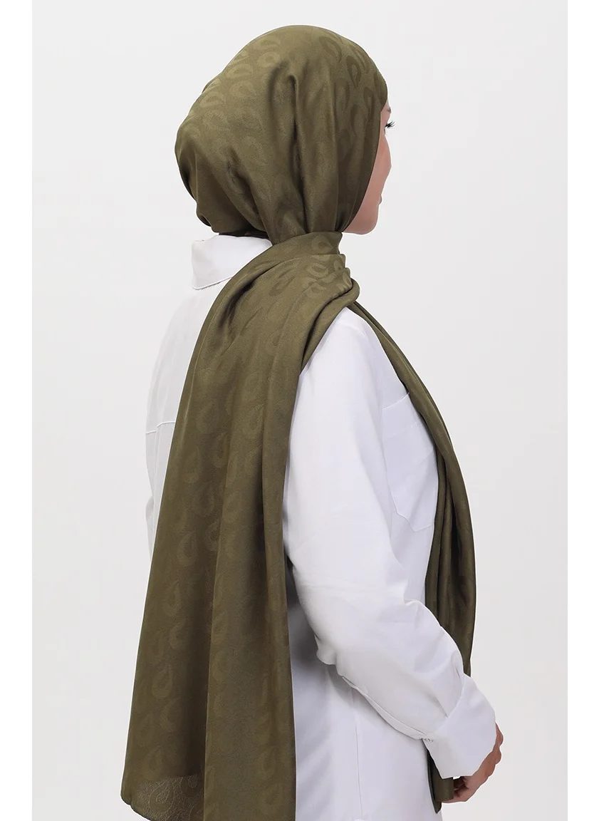 Sefa Merve Madame Mary Drop Jacquard Shawl 19085-16 Khaki