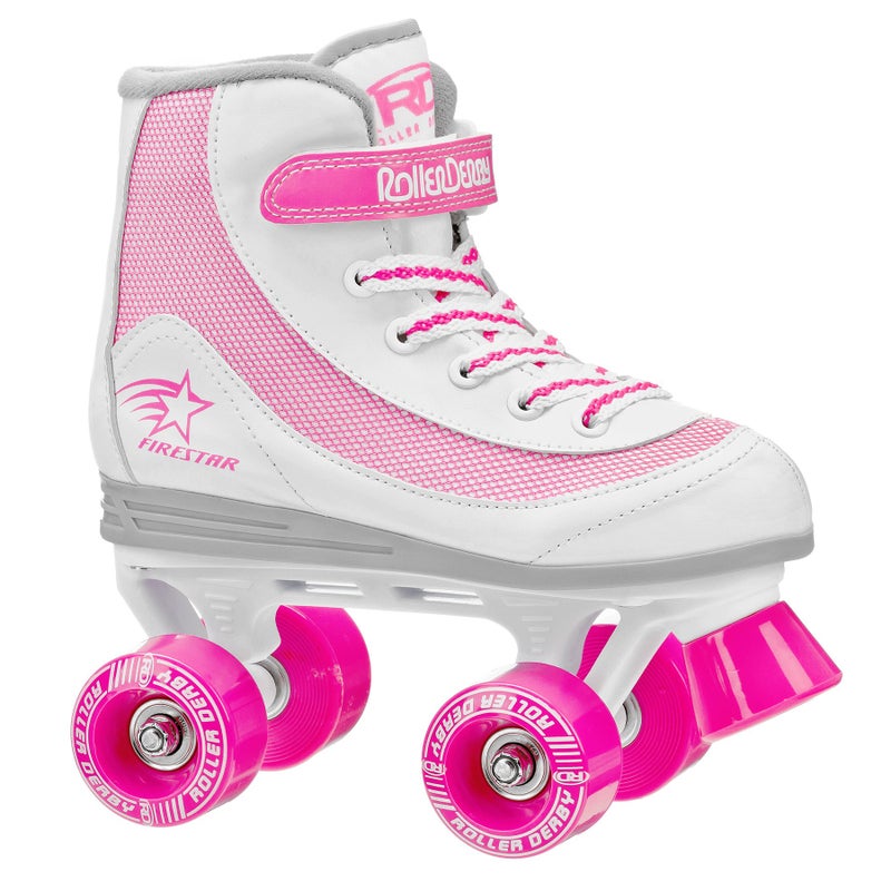 Roller Derby FireStar Youth Girl's Roller Skate White/Pink Size 2 - Image 1