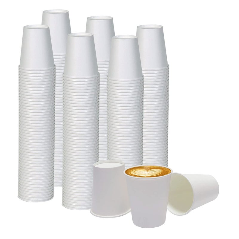 Smygoods White Disposable Paper Coffee Cups Pack of 10010 Oz For Hot Beverages Tea Espresso Cocoa  To Go Drink Containers Caf  Office