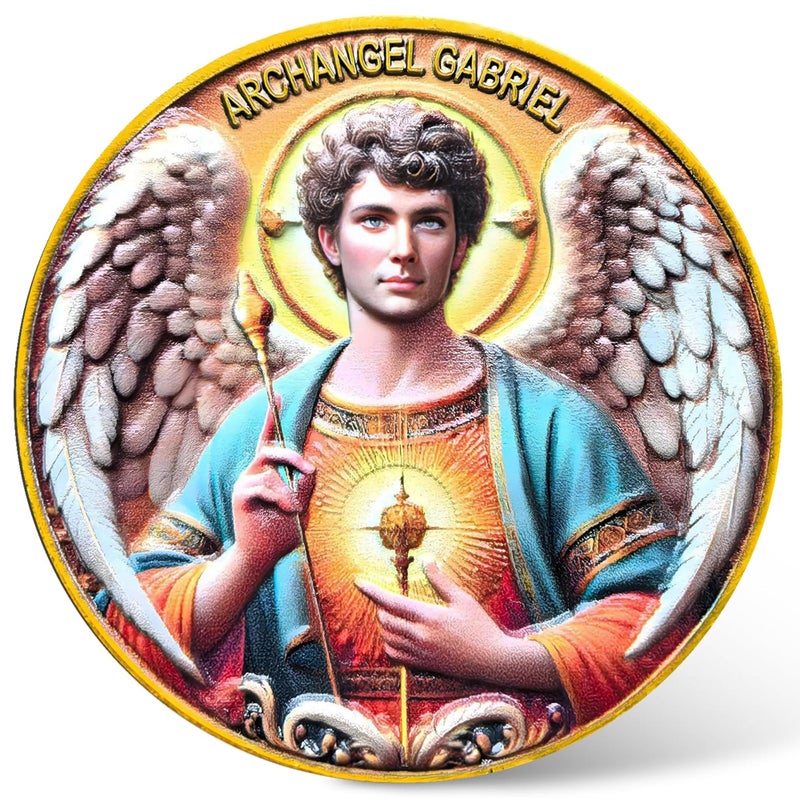 CYOUNG Archangel Gabriel Challenge Coin with Prayer Inspirational Religious Angel Coin for Protection and Blessing 157 Inch Spiritual Gift - Image 3
