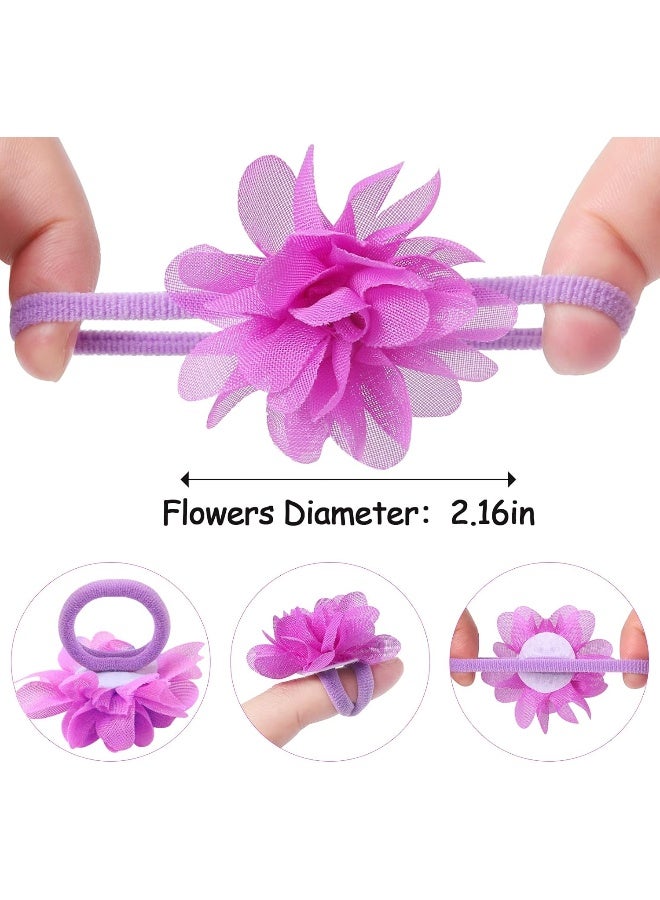 Suyegirl Chiffon Flower Hair Ties for Baby Girl, 50pcs 2" Flower Hair Ties for Toddler Girls Bow Flower Elastic Hairbands For Kids Children Multi-colored-4 - Image 2