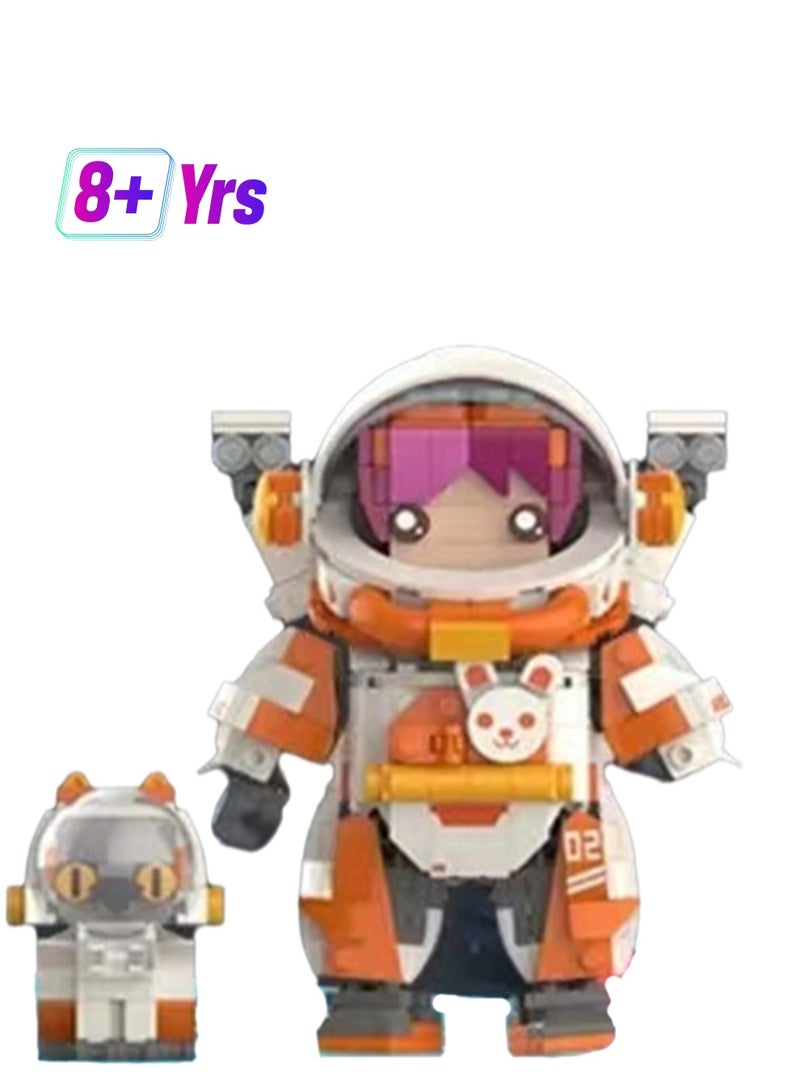 Orange Astronaut Spaceman Model Set Building Blocks Leisure Decompression Assembly Toys Children Adult Home Decorations - Image 1