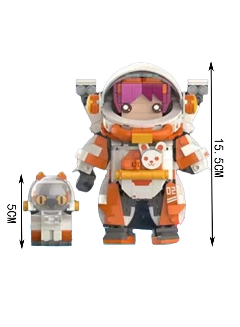 Orange Astronaut Spaceman Model Set Building Blocks Leisure Decompression Assembly Toys Children Adult Home Decorations - Image 2