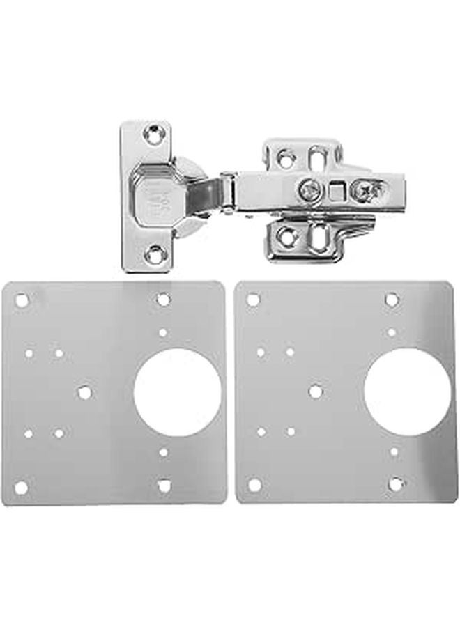 Stainless Steel Cabinet Door Hinge Repair Mounting Plate with 2 Pieces and 18 Screws - Image 1