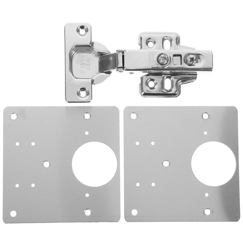 Stainless Steel Cabinet Door Hinge Repair Mounting Plate with 2 Pieces and 18 Screws - Image 2