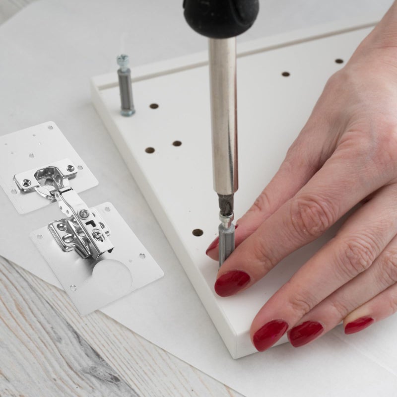 Stainless Steel Cabinet Door Hinge Repair Mounting Plate with 2 Pieces and 18 Screws - Image 5