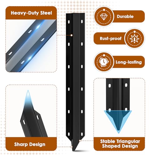 SDSNTE 10 Pack Fence Post Repair Stakes –14 Ga Heavy-Duty Steel Fence Post Support Kit, Easy Installation Kit Included - Image 4