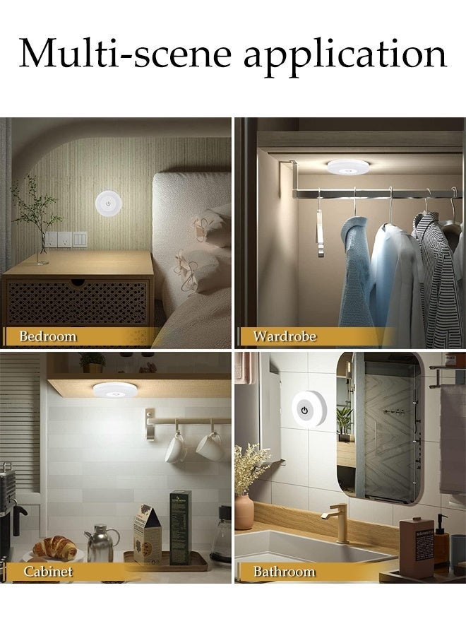 DUNISO Rechargeable LED Closet Lights,LED Puck Lights,Touch Light 3 Colors Dimmable Stick On Mini Wireless Closet Tap Lamp with USB Rechargeable,Suitable for Bedroom,Kitchen,Bathroom Wardrobe,Night (6 Pack) - Image 4