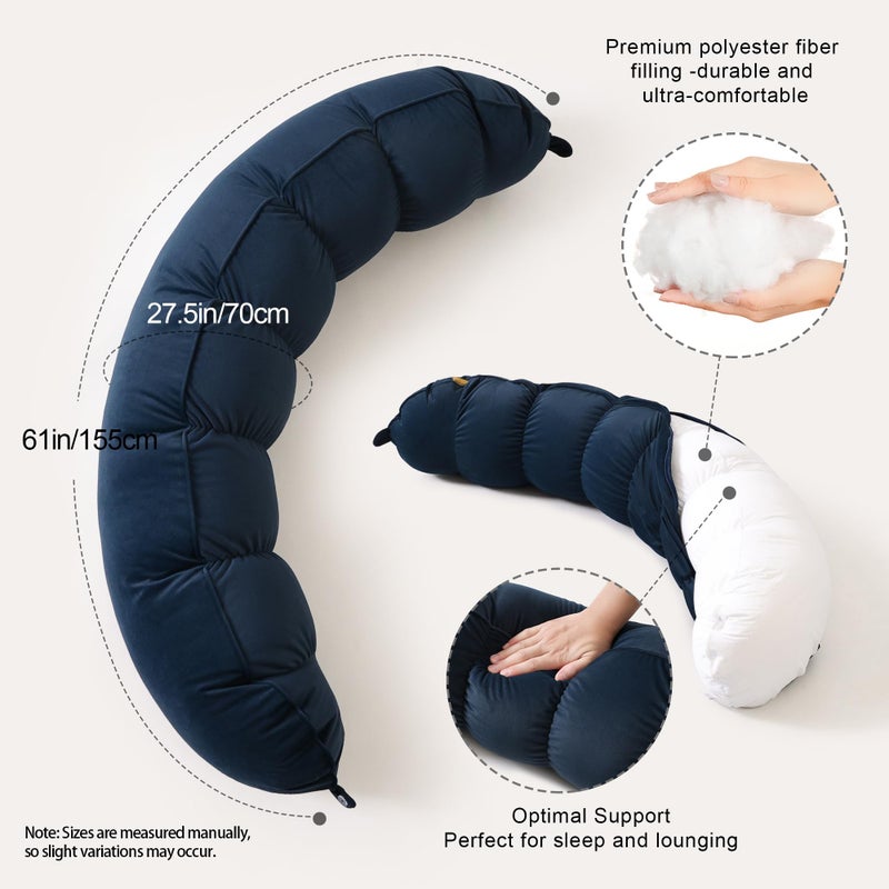 Ailuteie Peallow(Pat. Pend) â€“ Long Round Body Pillow for Adults, Bolster Pillow for Sleeping, Soft and Supportive Pillow for Sleeping & Lumbar Support (Teal Blue,47") - Image 3
