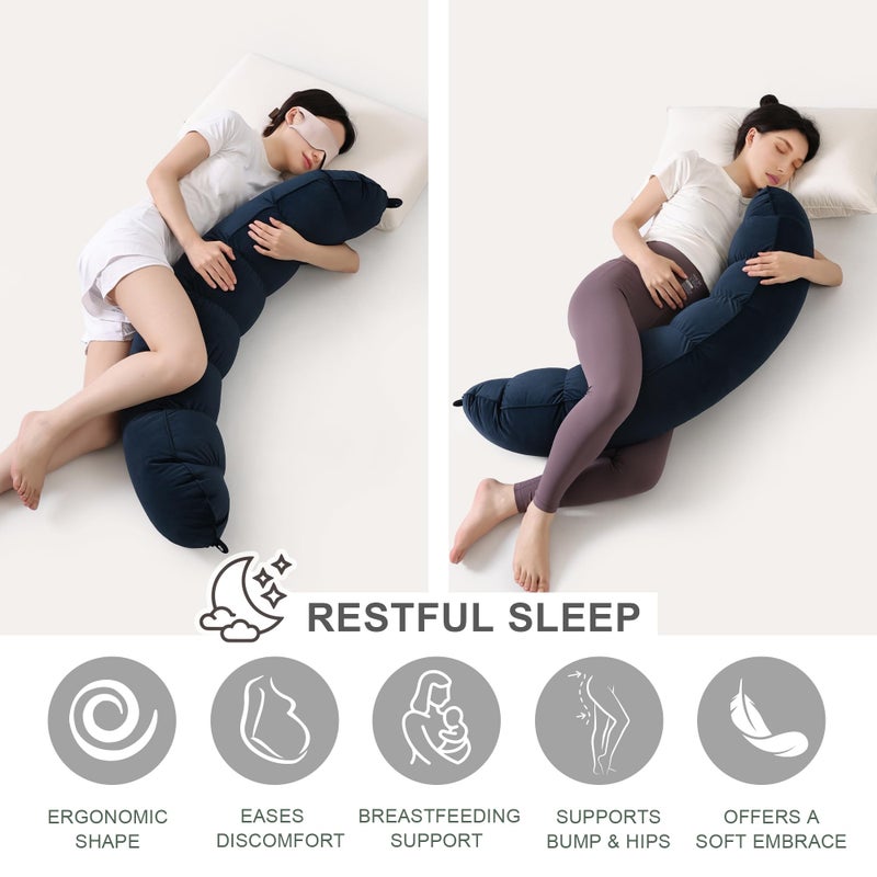Ailuteie Peallow(Pat. Pend) â€“ Long Round Body Pillow for Adults, Bolster Pillow for Sleeping, Soft and Supportive Pillow for Sleeping & Lumbar Support (Teal Blue,47") - Image 5