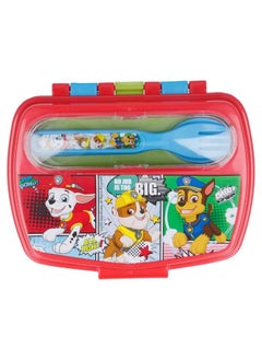 Disney Funny Sandwich Box with Cutlery Paw Patrol Comic BPA Free Portable Lunch Container for Kids Customizable Design Perfect for Disney Cars Fans  - Image 1