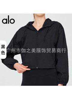 Generic Alo Summer Ice Silk UPF50+ Sun Protection Hooded Yoga Jacket Black 