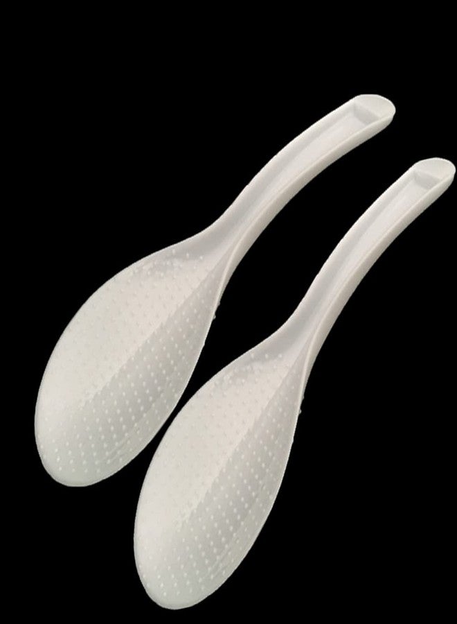 AKOAK 2 Pcs Rice Spoon White Transparent Plastic Rice Spoon Thick Meal Spoon Non-Stick Pan Efficient Flexible Household Kitchen Necessities - Image 1