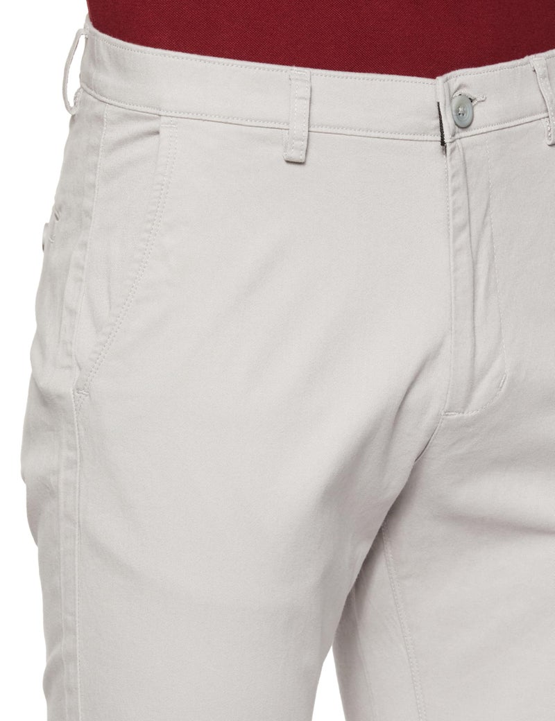 FYLTR Men's Straight Fit Stretch Cotton Khaki Trousers with Elasticated Waistband -Soft Handfeel (Chill Grey, 28) - Image 3