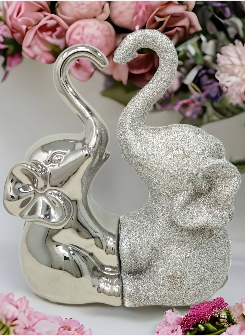 UPSCALE - Wedding and Anniversary Gift for Couple and Family| Extra Tall (21.5cm) Beautiful Home Decor Item, Living Room| Silver and Glitter - Image 1