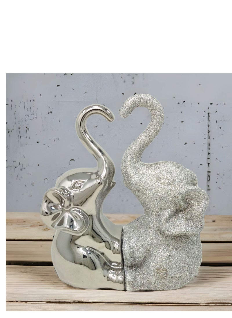 UPSCALE - Wedding and Anniversary Gift for Couple and Family| Extra Tall (21.5cm) Beautiful Home Decor Item, Living Room| Silver and Glitter - Image 1